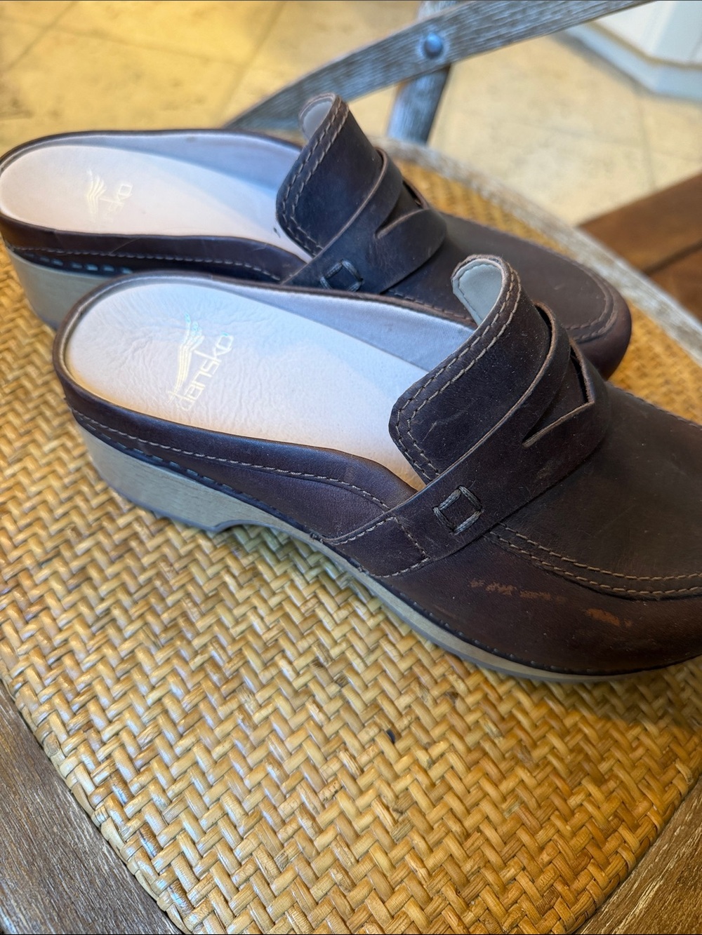Dansko Womens Dark Brown Leather Slip-On Loafers - Picture 3 of 4